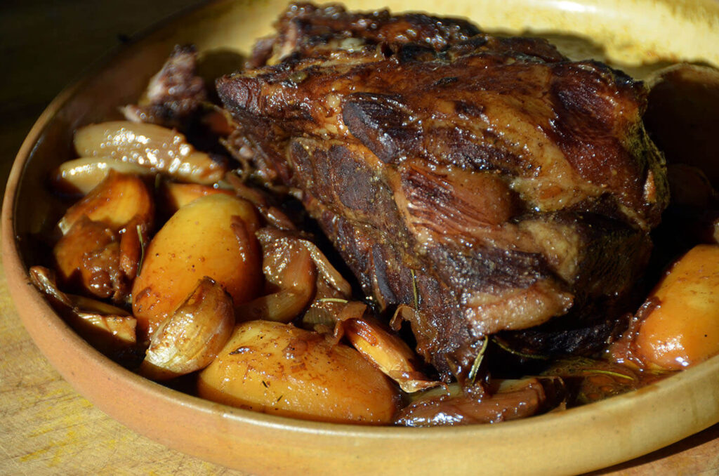 échine de porc confite