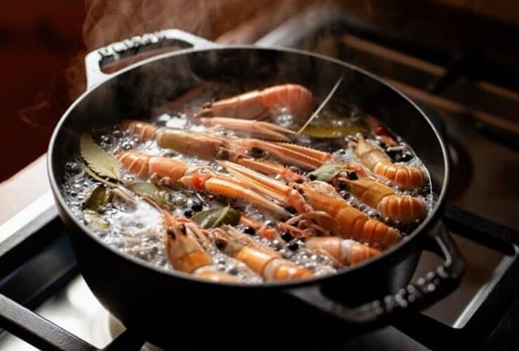 Cuisson des langoustines congelées au court-bouillon