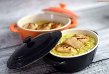 Cassolette de saint-jacques aux poireaux