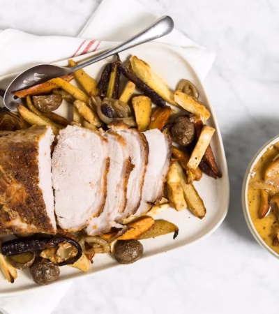 Rôti de porc aux pommes