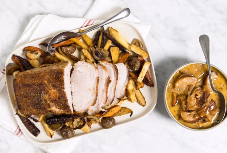 Rôti de porc aux pommes