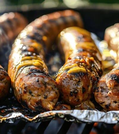 Andouillette au barbecue en papillote avec de la moutarde