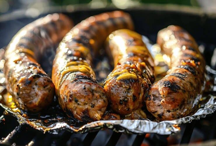 Andouillette au barbecue en papillote avec de la moutarde