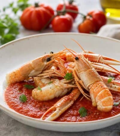 langoustines au coulis de tomate