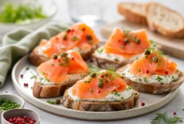 toasts au saumon fume et fromage frais