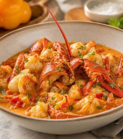 fricassee de langouste a la creme de poivrons doux