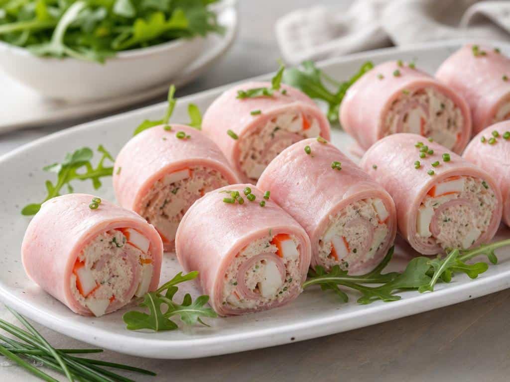 roules de jambon au surimi et au thon