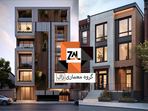 طراح نمای مدرن ساختمان سه طبقه - زالارک