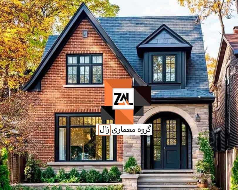 طراحی نمای سنگ ساختمان ویلایی یک طبقه - زالارک