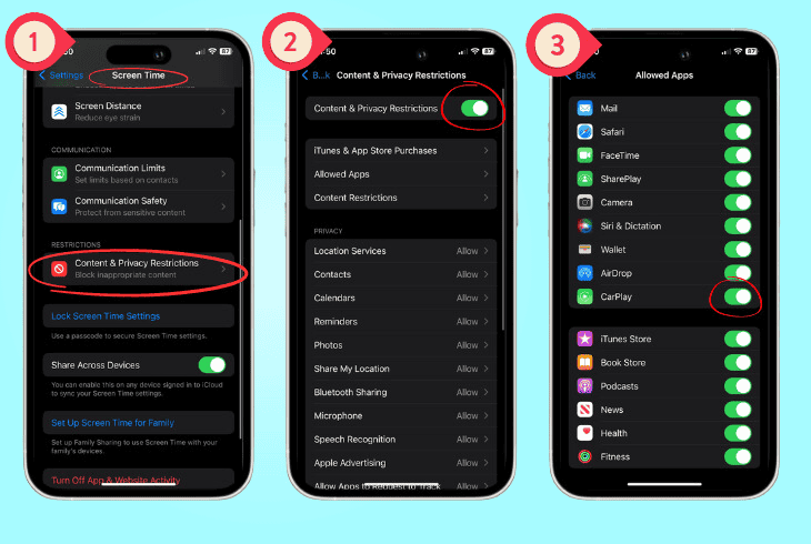 Apple CarPlay Sound Not Working? (Here’s the Easy Fix!) 8 activate carplay in the “restrictions”