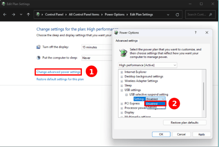 Sony WH-1000XM4 Not Charging? (7 Best Methods to Fix!) 9 disable the usb suspend setting