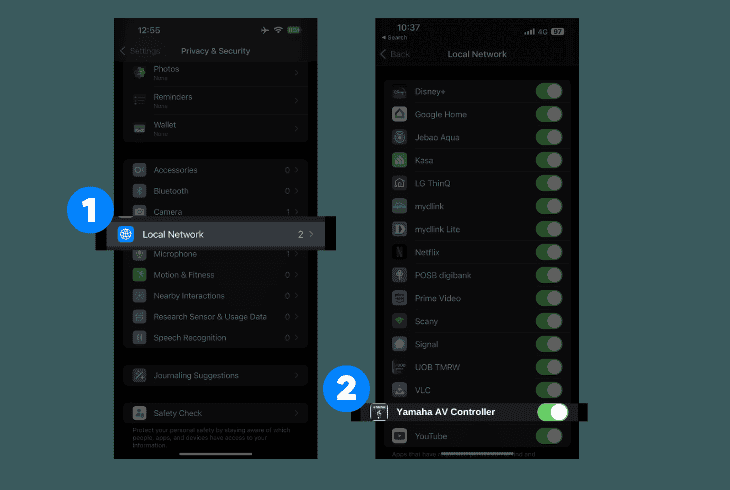 Yamaha AV CONTROLLER App Not Finding Receiver? (Quick Fix) 8 check app permissions on iphone