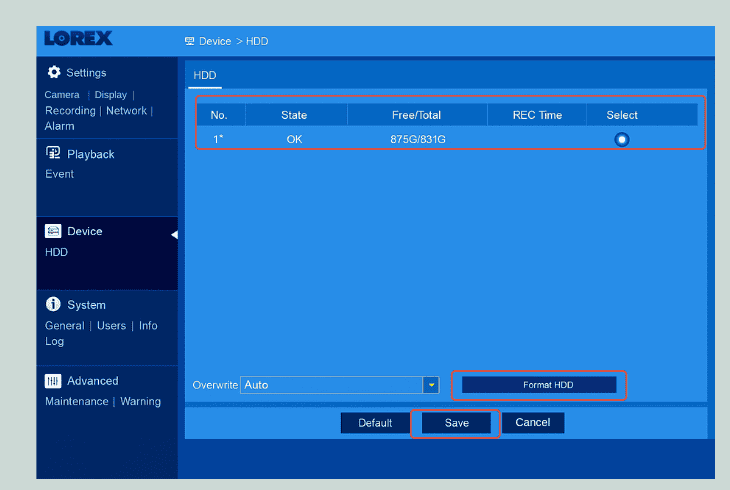 Stop Your Lorex DVR Beeping with These Easy Steps! 8 format the hdd: