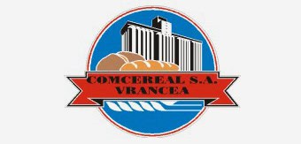 Comcereal Vrancea logo with a barcode and wheat symbol.