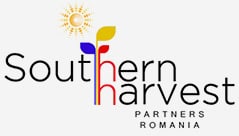 Southern Harvest Romania logo with colorful plant icon and text.