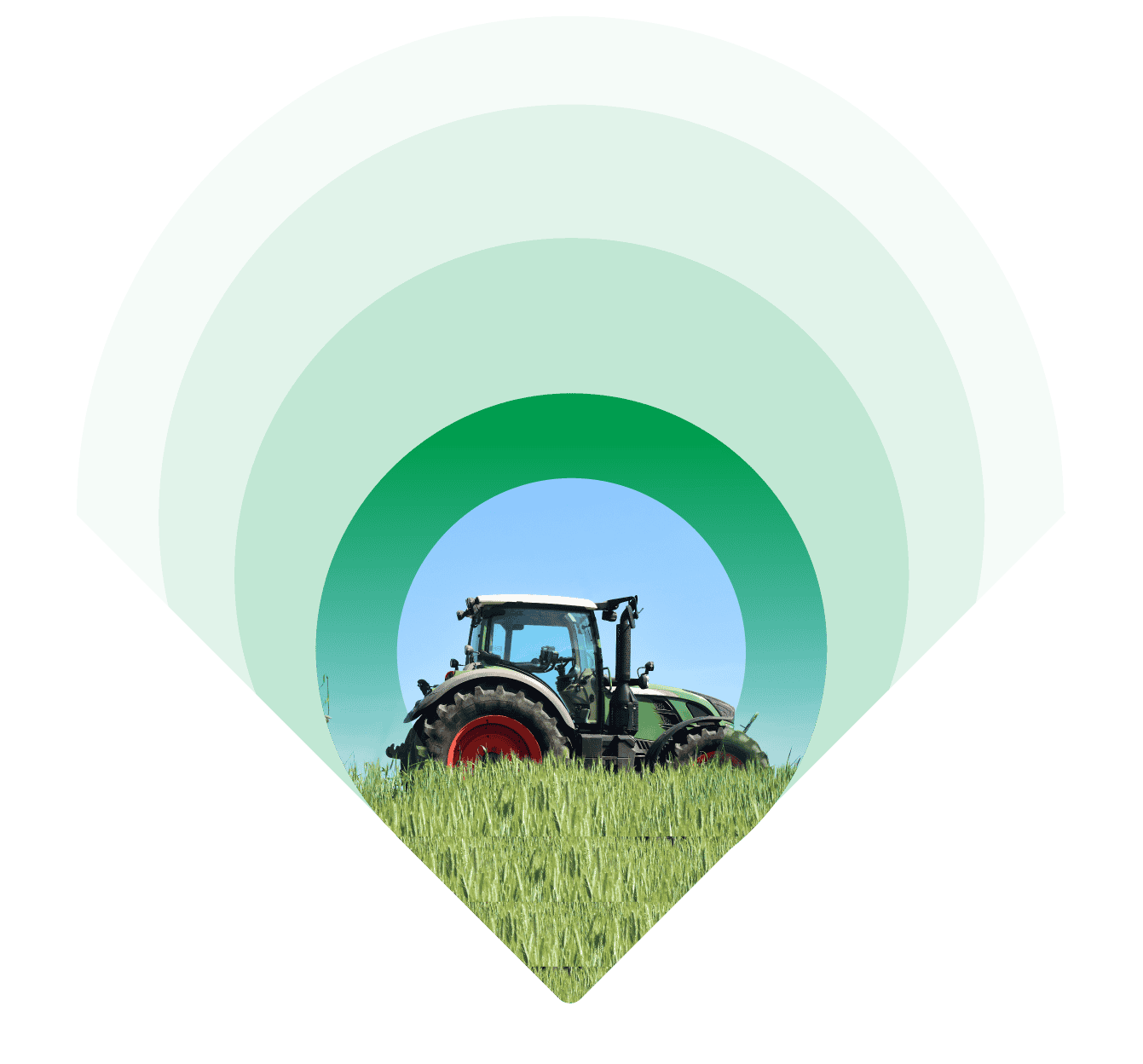 Tractor working in a green field for crop monitoring and precision agriculture.
