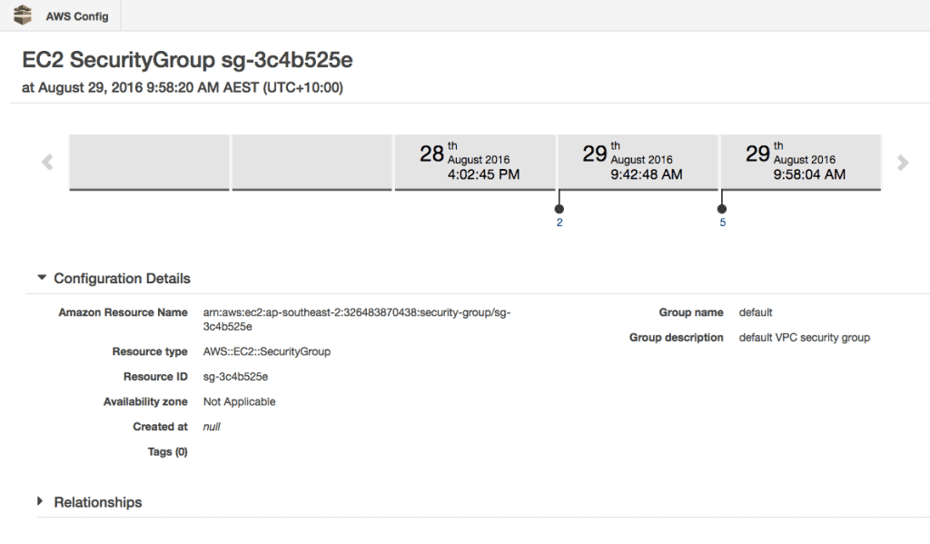 AWS config EC2 Instance - security group example