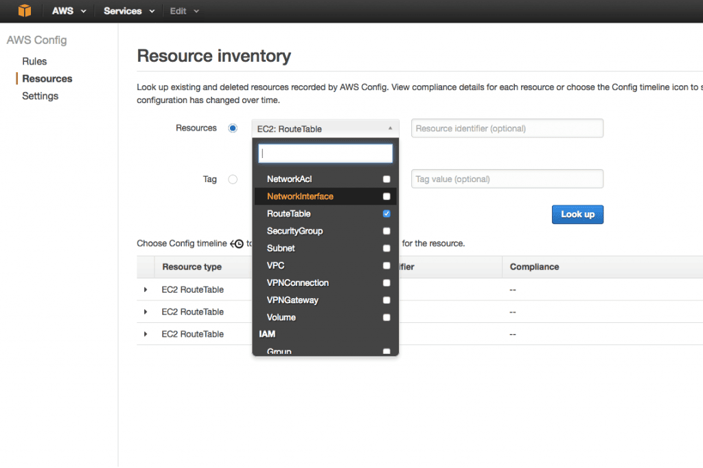 AWS config - resource inventory