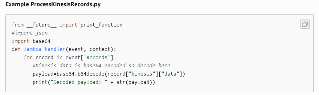 Example process kinesis records