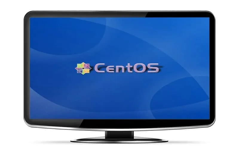 HP server displaying CentOS logo on monitor screen.