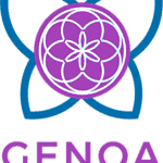 Ecovillage Network logo with a flower and leaf design in purple and blue.