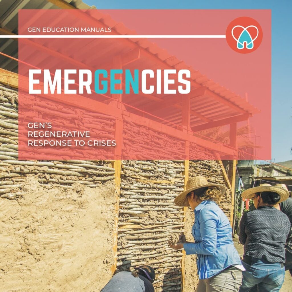Community members in eco-village preparing for emergencies, sustainable response strategies.