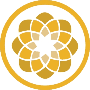 Logo of the Global Ecovillage Network with a stylized flower design.