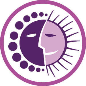 Ecovillage Network logo with sun and moon symbols in purple.