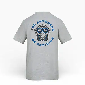 Grey GABA Clothing T-shirt with graphic and slogan "Go Anywhere Be Anything".