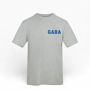 Grey GABA branded T-shirt with bold blue logo on the front.