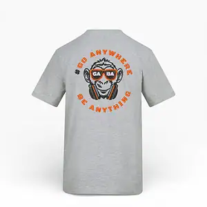 Grey GABA Clothing T-shirt with graphic print and slogan "Go Anywhere Be Anything".