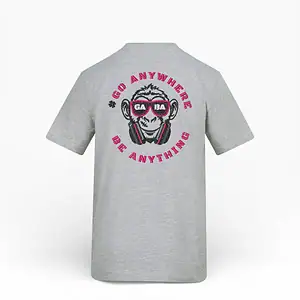 Grey GABA Clothing T-shirt with graphic print and slogan "Go Anywhere Be Anything".