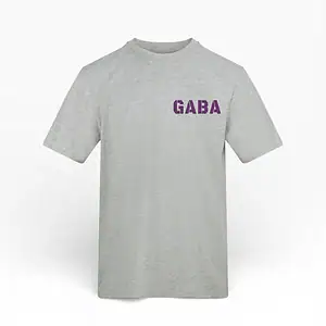 Grey GABA branded T-shirt with purple logo, casual streetwear style.