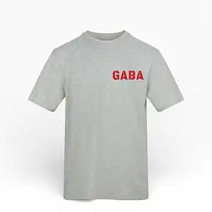 Grey GABA branded T-shirt with red logo on the chest.