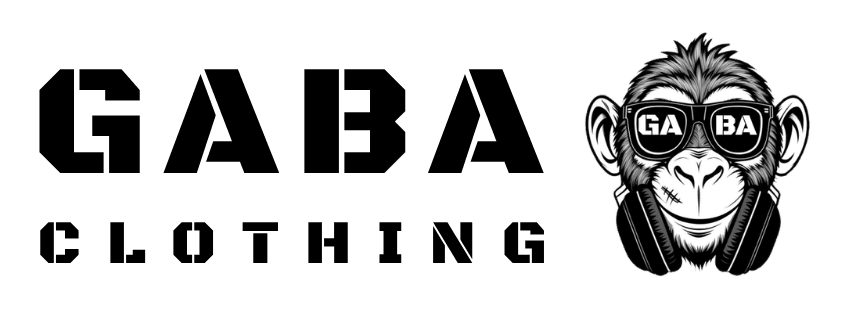 GABA Clothing logo featuring a stylised monkey face with sunglasses and headphones.
