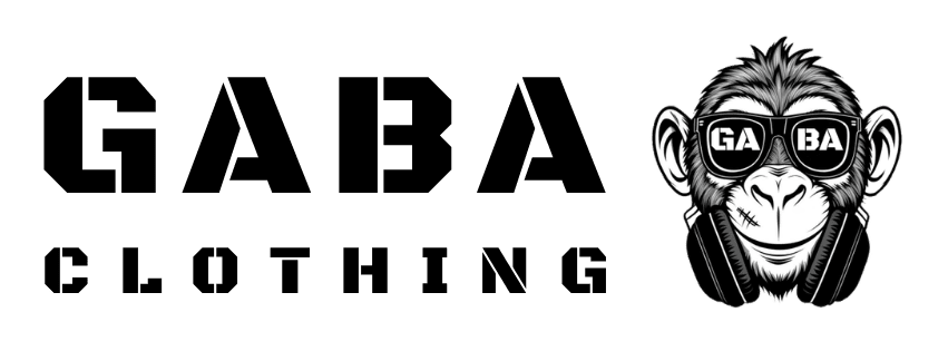 GABA Clothing logo featuring a stylised monkey face with sunglasses and headphones.