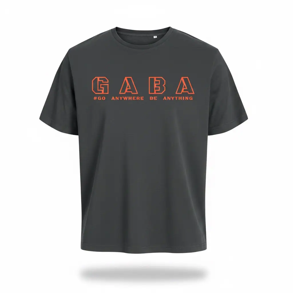 GABA Clothing black T-shirt with bold logo and slogan for activewear and street style.