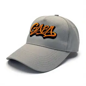 Grey GABA baseball cap with embroidered logo for casual streetwear.