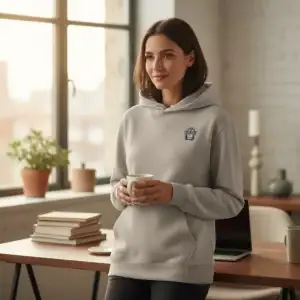 Women’s grey GABA Core 280 sweatshirt with small monkey logo, casual and comfortable.