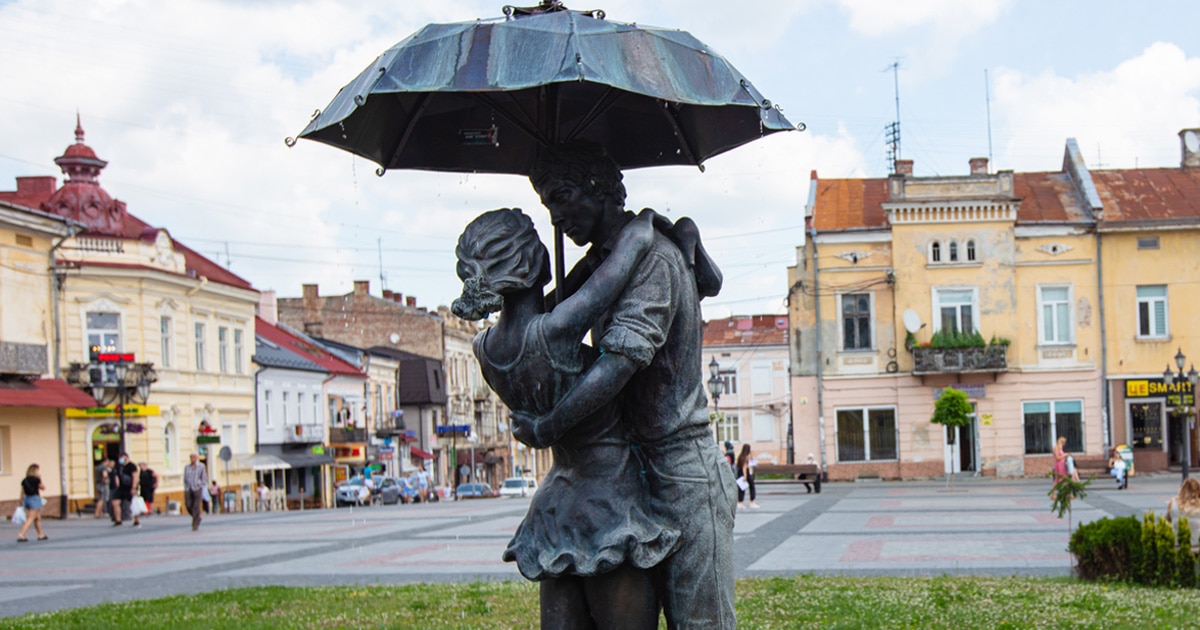 rainy day garden statues