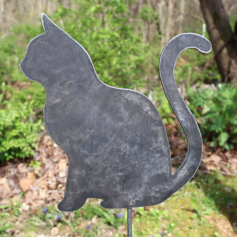 metal metal sitting cat garden stake