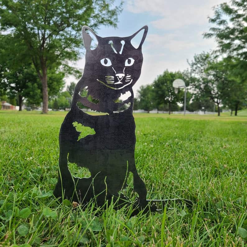 Corten Steel tabby cat silhouette sculpture