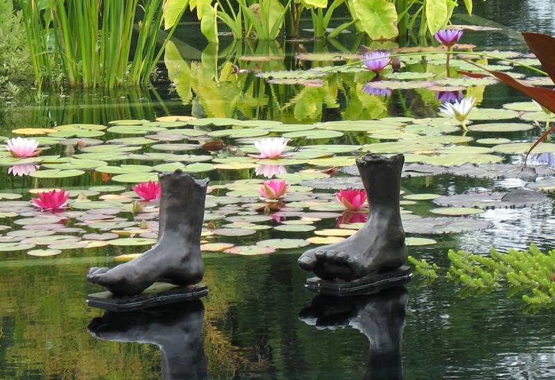 metal garden art bronze feet
