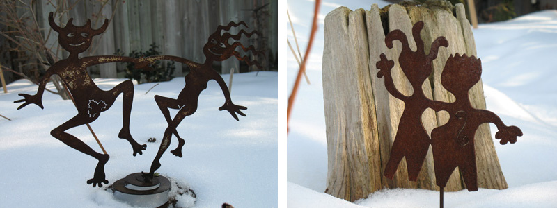 metal yard art winter