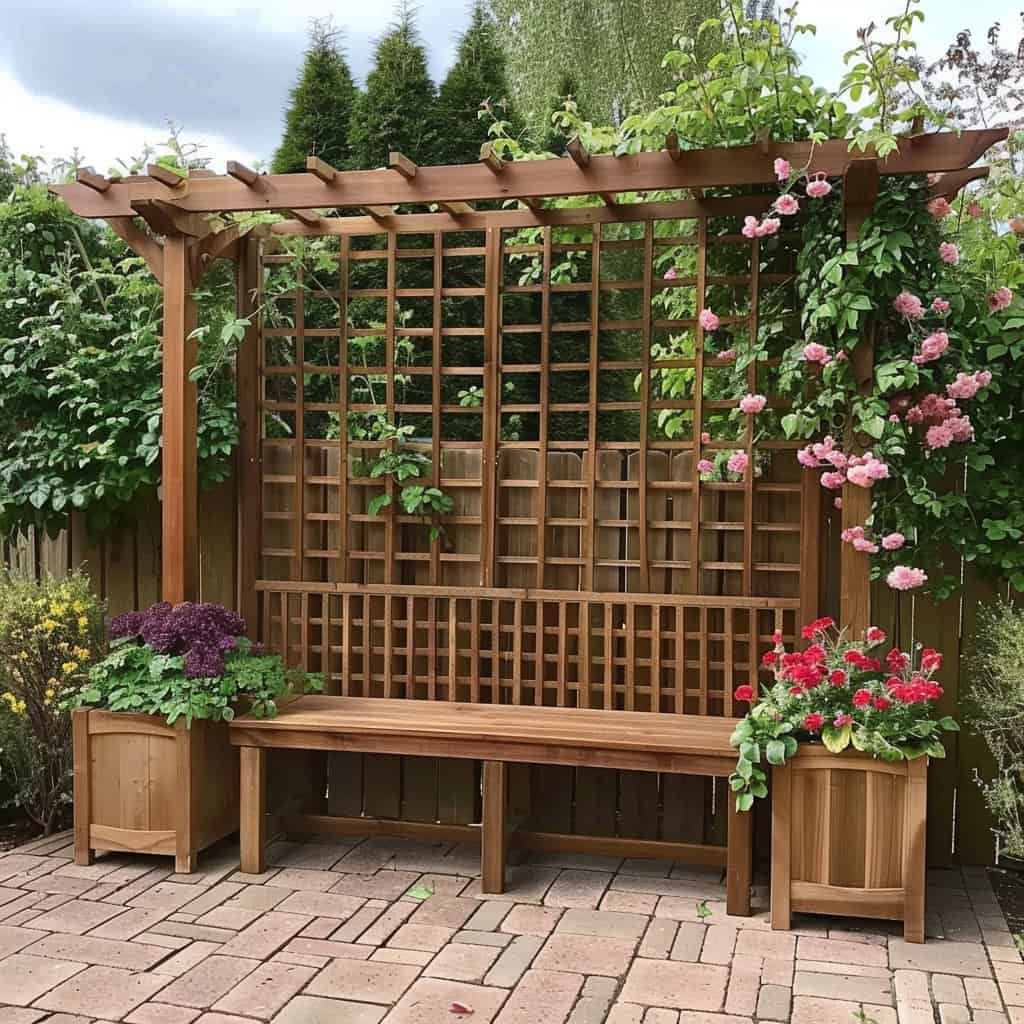 planter bench with trellis