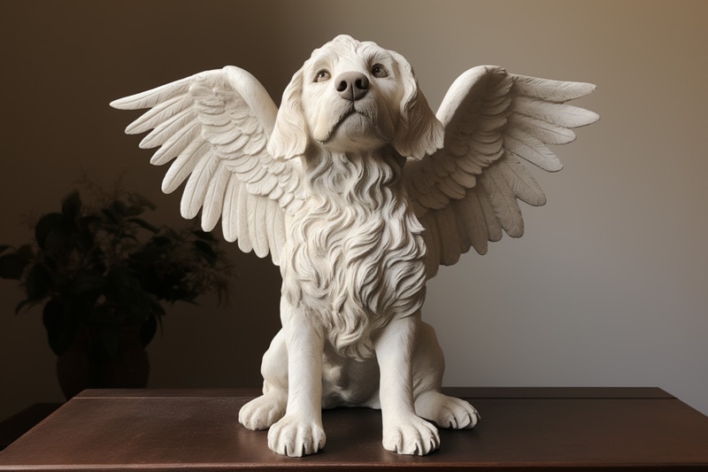 dog angel statue