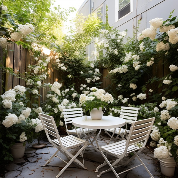 small white city garden