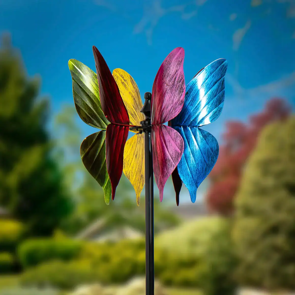 colorufl butterfly metal wind spinner