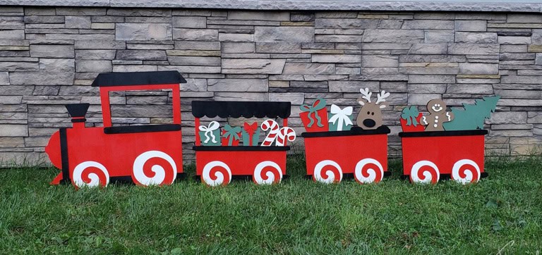 Christmas train outdoor garden decor
