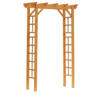 Outsunny Garden Arbor Arch Trellis 7 ft Wood with Natural Fir Side Panel for Climbing Vines Outdoor Orange | Aosom.com